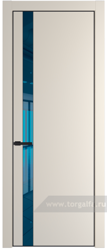 Дверь со стеклом ProfilDoors 18PA Зеркало Blue с профилем Черный матовый RAL9005 (Кремовая Магнолия (RAL 120-04))