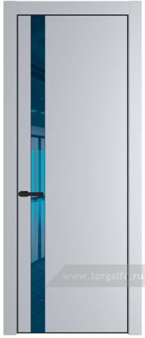 Дверь со стеклом ProfilDoors 18PA Зеркало Blue с профилем Черный матовый RAL9005 (Лайт Грей (RAL 870-01))