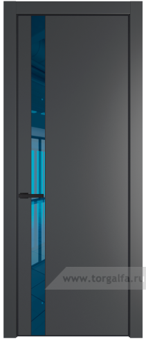 Дверь со стеклом ProfilDoors 18PA Зеркало Blue с профилем Черный матовый RAL9005 (Графит (Pantone 425С))