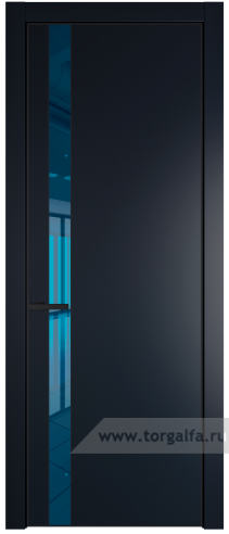 Дверь со стеклом ProfilDoors 18PA Зеркало Blue с профилем Черный матовый RAL9005 (Нэви Блу (RAL 7016))