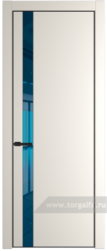 Дверь со стеклом ProfilDoors 18PA Зеркало Blue с профилем Черный матовый RAL9005 (Перламутр белый)