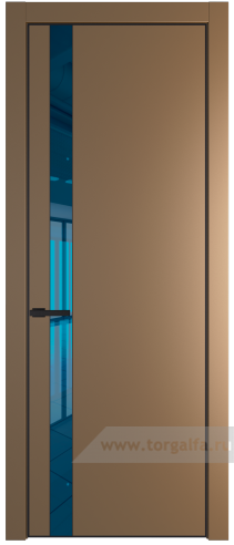 Дверь со стеклом ProfilDoors 18PA Зеркало Blue с профилем Черный матовый RAL9005 (Перламутр золото)