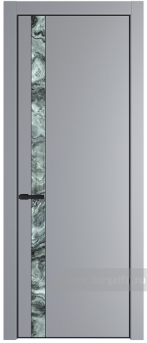 Дверь со стеклом ProfilDoors 18PA Атриум серебро с профилем Черный матовый RAL9005 (Смоки (RAL 870-02))