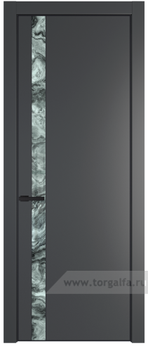 Дверь со стеклом ProfilDoors 18PA Атриум серебро с профилем Черный матовый RAL9005 (Графит (Pantone 425С))