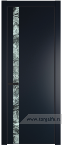 Дверь со стеклом ProfilDoors 18PA Атриум серебро с профилем Черный матовый RAL9005 (Нэви Блу (RAL 7016))