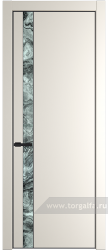 Дверь со стеклом ProfilDoors 18PA Атриум серебро с профилем Черный матовый RAL9005 (Перламутр белый)
