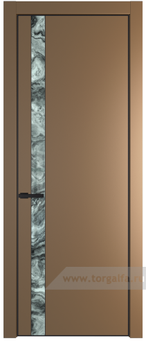 Дверь со стеклом ProfilDoors 18PA Атриум серебро с профилем Черный матовый RAL9005 (Перламутр золото)