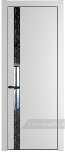 Дверь со стеклом ProfilDoors 18PA Лоран узор золото с профилем Черный матовый RAL9005 (Вайт (RAL 110 96 02))