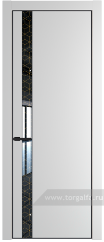 Дверь со стеклом ProfilDoors 18PA Лоран узор золото с профилем Черный матовый RAL9005 (Крем Вайт (RAL 120-02))