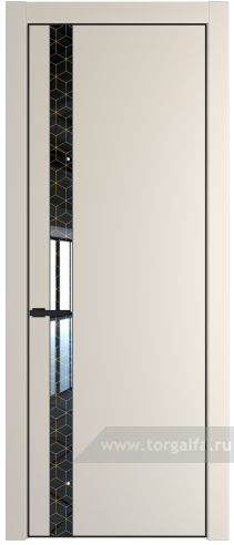 Дверь со стеклом ProfilDoors 18PA Лоран узор золото с профилем Черный матовый RAL9005 (Кремовая Магнолия (RAL 120-04))