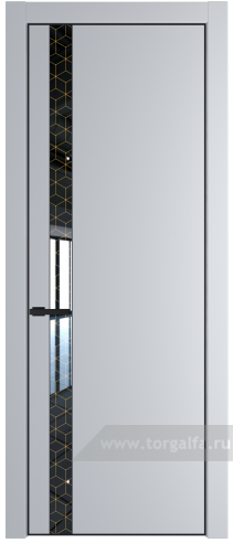 Дверь со стеклом ProfilDoors 18PA Лоран узор золото с профилем Черный матовый RAL9005 (Лайт Грей (RAL 870-01))