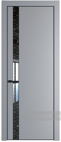 Дверь со стеклом ProfilDoors 18PA Лоран узор золото с профилем Черный матовый RAL9005 (Смоки (RAL 870-02))
