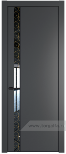 Дверь со стеклом ProfilDoors 18PA Лоран узор золото с профилем Черный матовый RAL9005 (Графит (Pantone 425С))