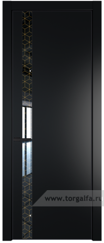 Дверь со стеклом ProfilDoors 18PA Лоран узор золото с профилем Черный матовый RAL9005 (Блэк)