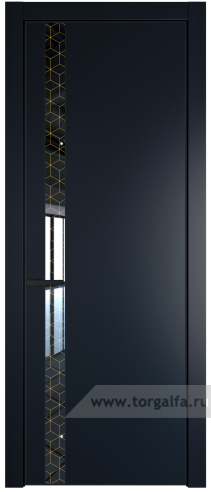 Дверь со стеклом ProfilDoors 18PA Лоран узор золото с профилем Черный матовый RAL9005 (Нэви Блу (RAL 7016))