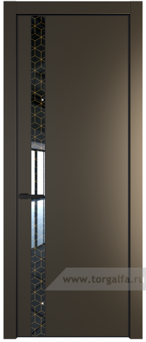 Дверь со стеклом ProfilDoors 18PA Лоран узор золото с профилем Черный матовый RAL9005 (Перламутр бронза)