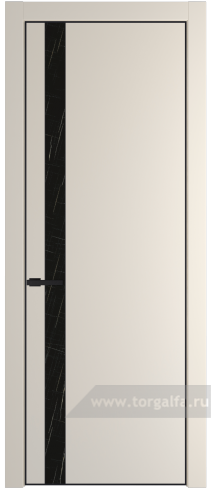 Дверь со стеклом ProfilDoors 18PA Неро мрамор с профилем Черный матовый RAL9005 (Кремовая Магнолия (RAL 120-04))