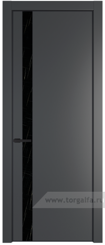 Дверь со стеклом ProfilDoors 18PA Неро мрамор с профилем Черный матовый RAL9005 (Графит (Pantone 425С))
