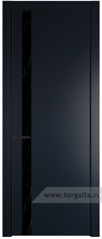 Дверь со стеклом ProfilDoors 18PA Неро мрамор с профилем Черный матовый RAL9005 (Нэви Блу (RAL 7016))