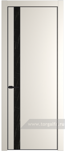 Дверь со стеклом ProfilDoors 18PA Неро мрамор с профилем Черный матовый RAL9005 (Перламутр белый)