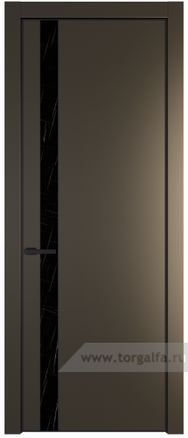 Дверь со стеклом ProfilDoors 18PA Неро мрамор с профилем Черный матовый RAL9005 (Перламутр бронза)