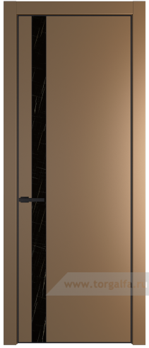 Дверь со стеклом ProfilDoors 18PA Неро мрамор с профилем Черный матовый RAL9005 (Перламутр золото)