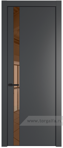 Дверь со стеклом ProfilDoors 18PA Зеркало Bronza с профилем Черный матовый RAL9005 (Графит (Pantone 425С))