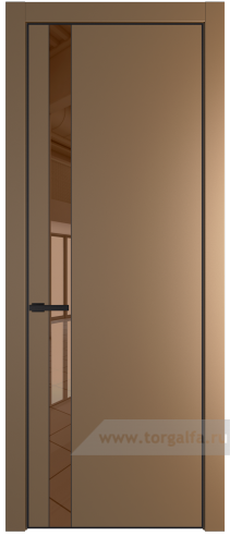 Дверь со стеклом ProfilDoors 18PA Зеркало Bronza с профилем Черный матовый RAL9005 (Перламутр золото)