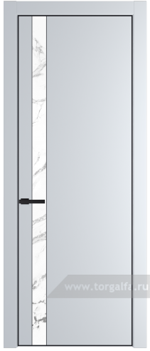 Дверь со стеклом ProfilDoors 18PA Нефи белый узор серебро с профилем Черный матовый RAL9005 (Вайт (RAL 110 96 02))