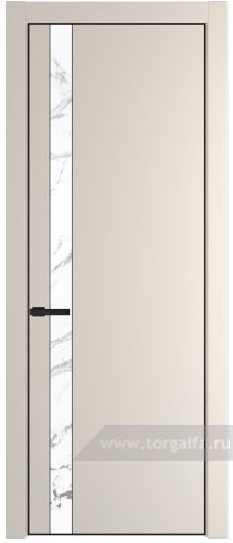 Дверь со стеклом ProfilDoors 18PA Нефи белый узор серебро с профилем Черный матовый RAL9005 (Кремовая Магнолия (RAL 120-04))