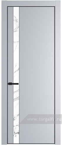 Дверь со стеклом ProfilDoors 18PA Нефи белый узор серебро с профилем Черный матовый RAL9005 (Лайт Грей (RAL 870-01))