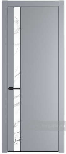 Дверь со стеклом ProfilDoors 18PA Нефи белый узор серебро с профилем Черный матовый RAL9005 (Смоки (RAL 870-02))