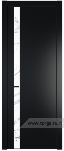 Дверь со стеклом ProfilDoors 18PA Нефи белый узор серебро с профилем Черный матовый RAL9005 (Блэк)