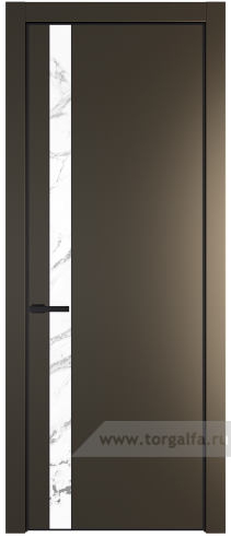 Дверь со стеклом ProfilDoors 18PA Нефи белый узор серебро с профилем Черный матовый RAL9005 (Перламутр бронза)