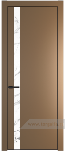 Дверь со стеклом ProfilDoors 18PA Нефи белый узор серебро с профилем Черный матовый RAL9005 (Перламутр золото)
