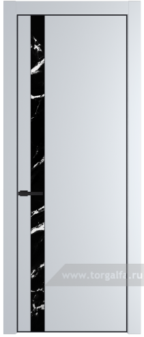 Дверь со стеклом ProfilDoors 18PA Нефи черный узор серебро с профилем Черный матовый RAL9005 (Вайт (RAL 110 96 02))