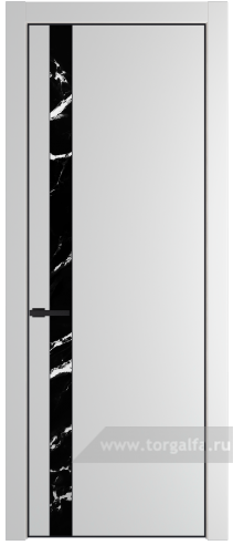 Дверь со стеклом ProfilDoors 18PA Нефи черный узор серебро с профилем Черный матовый RAL9005 (Крем Вайт (RAL 120-02))
