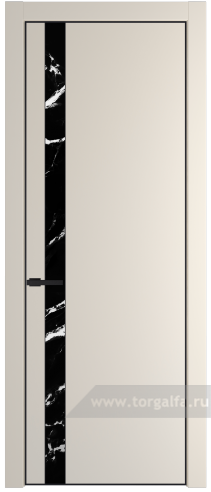 Дверь со стеклом ProfilDoors 18PA Нефи черный узор серебро с профилем Черный матовый RAL9005 (Кремовая Магнолия (RAL 120-04))