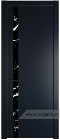 Дверь со стеклом ProfilDoors 18PA Нефи черный узор серебро с профилем Черный матовый RAL9005 (Нэви Блу (RAL 7016))
