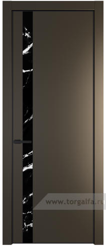 Дверь со стеклом ProfilDoors 18PA Нефи черный узор серебро с профилем Черный матовый RAL9005 (Перламутр бронза)