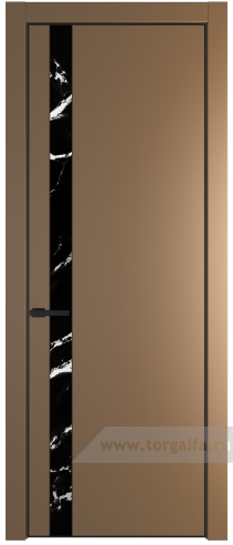 Дверь со стеклом ProfilDoors 18PA Нефи черный узор серебро с профилем Черный матовый RAL9005 (Перламутр золото)