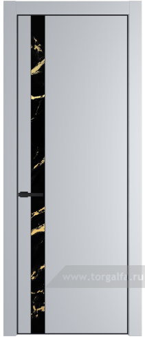 Дверь со стеклом ProfilDoors 18PA Нефи черный узор золото с профилем Черный матовый RAL9005 (Лайт Грей (RAL 870-01))