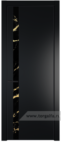 Дверь со стеклом ProfilDoors 18PA Нефи черный узор золото с профилем Черный матовый RAL9005 (Блэк)