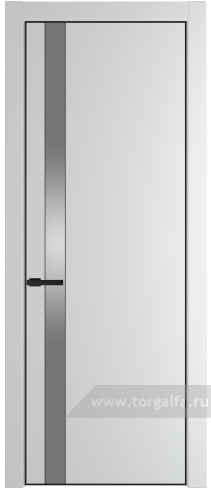 Дверь со стеклом ProfilDoors 18PA Lacobel Серебряный лак с профилем Черный матовый RAL9005 (Крем Вайт (RAL 120-02))