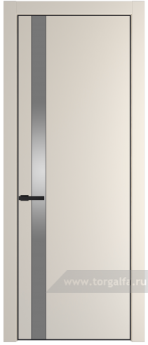 Дверь со стеклом ProfilDoors 18PA Lacobel Серебряный лак с профилем Черный матовый RAL9005 (Кремовая Магнолия (RAL 120-04))