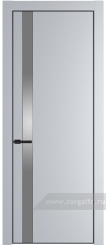 Дверь со стеклом ProfilDoors 18PA Lacobel Серебряный лак с профилем Черный матовый RAL9005 (Лайт Грей (RAL 870-01))