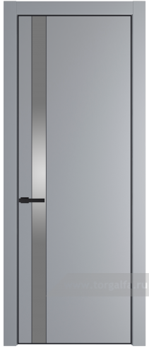Дверь со стеклом ProfilDoors 18PA Lacobel Серебряный лак с профилем Черный матовый RAL9005 (Смоки (RAL 870-02))