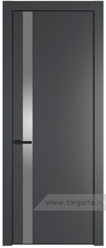 Дверь со стеклом ProfilDoors 18PA Lacobel Серебряный лак с профилем Черный матовый RAL9005 (Графит (Pantone 425С))