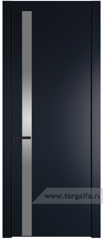 Дверь со стеклом ProfilDoors 18PA Lacobel Серебряный лак с профилем Черный матовый RAL9005 (Нэви Блу (RAL 7016))
