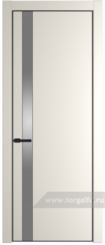 Дверь со стеклом ProfilDoors 18PA Lacobel Серебряный лак с профилем Черный матовый RAL9005 (Перламутр белый)